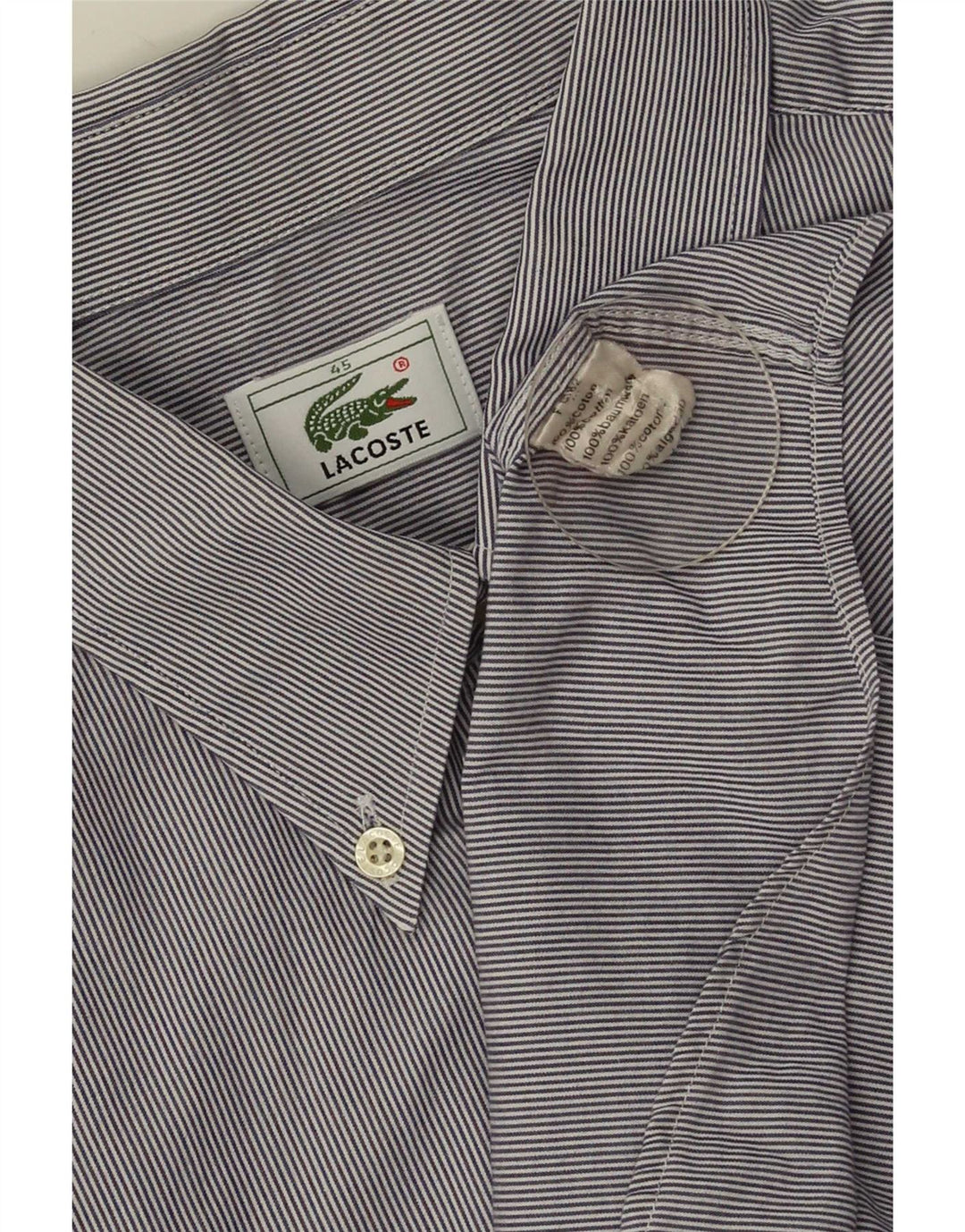Camisa masculina Lacoste tamanho 45 XL algodão listrado azul