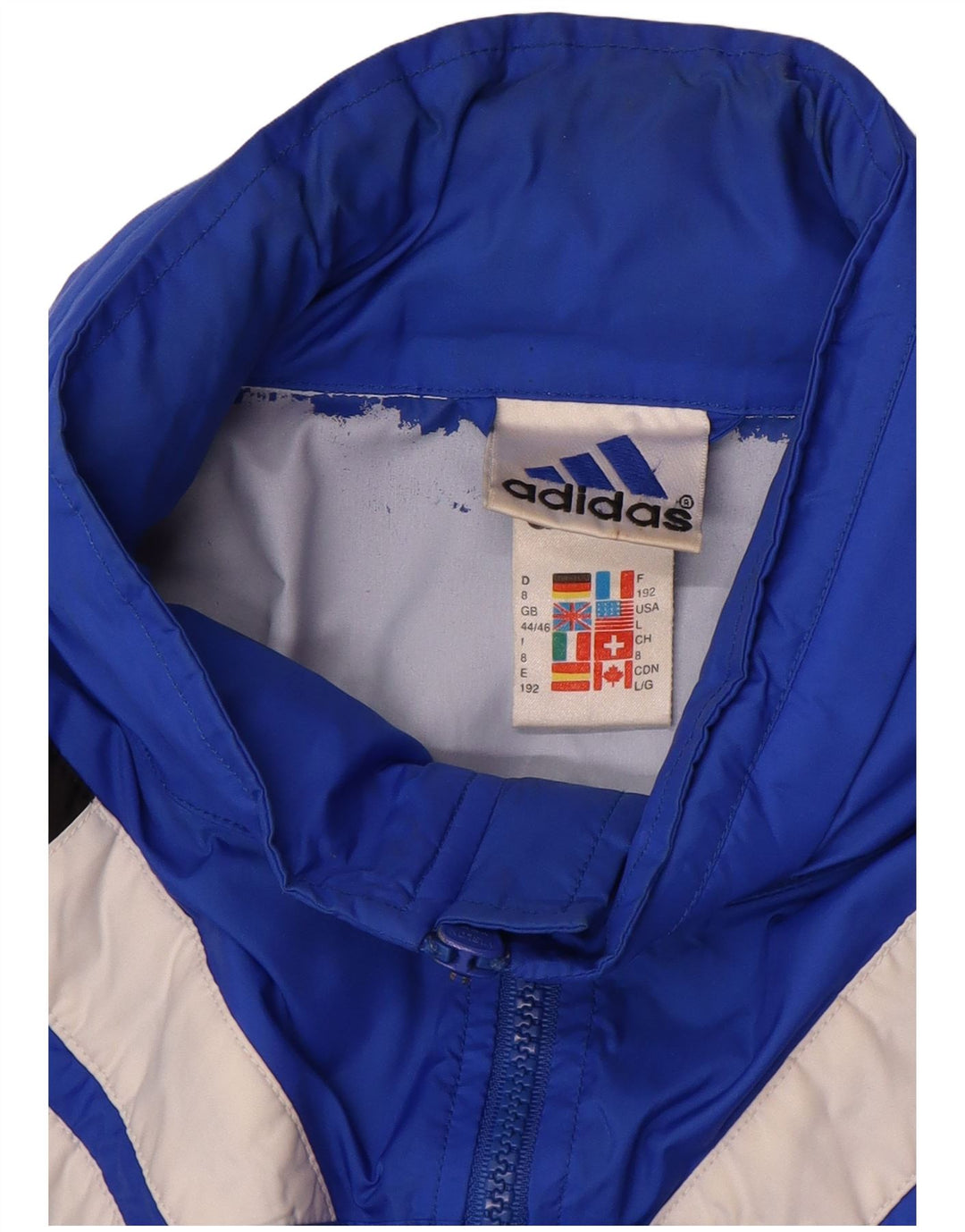 Jaqueta de chuva masculina Adidas UK 44/46 grande azul colorblock poliamida