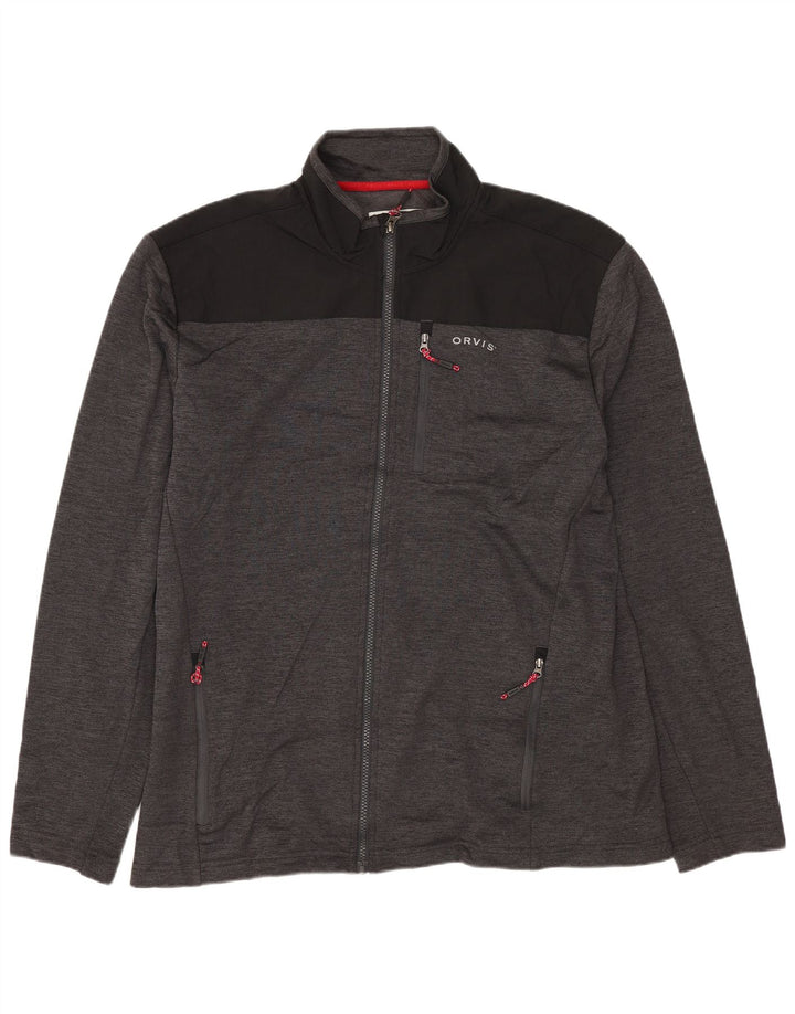 Jaqueta superior de agasalho masculino ORVIS grande poliéster cinza Colourblock