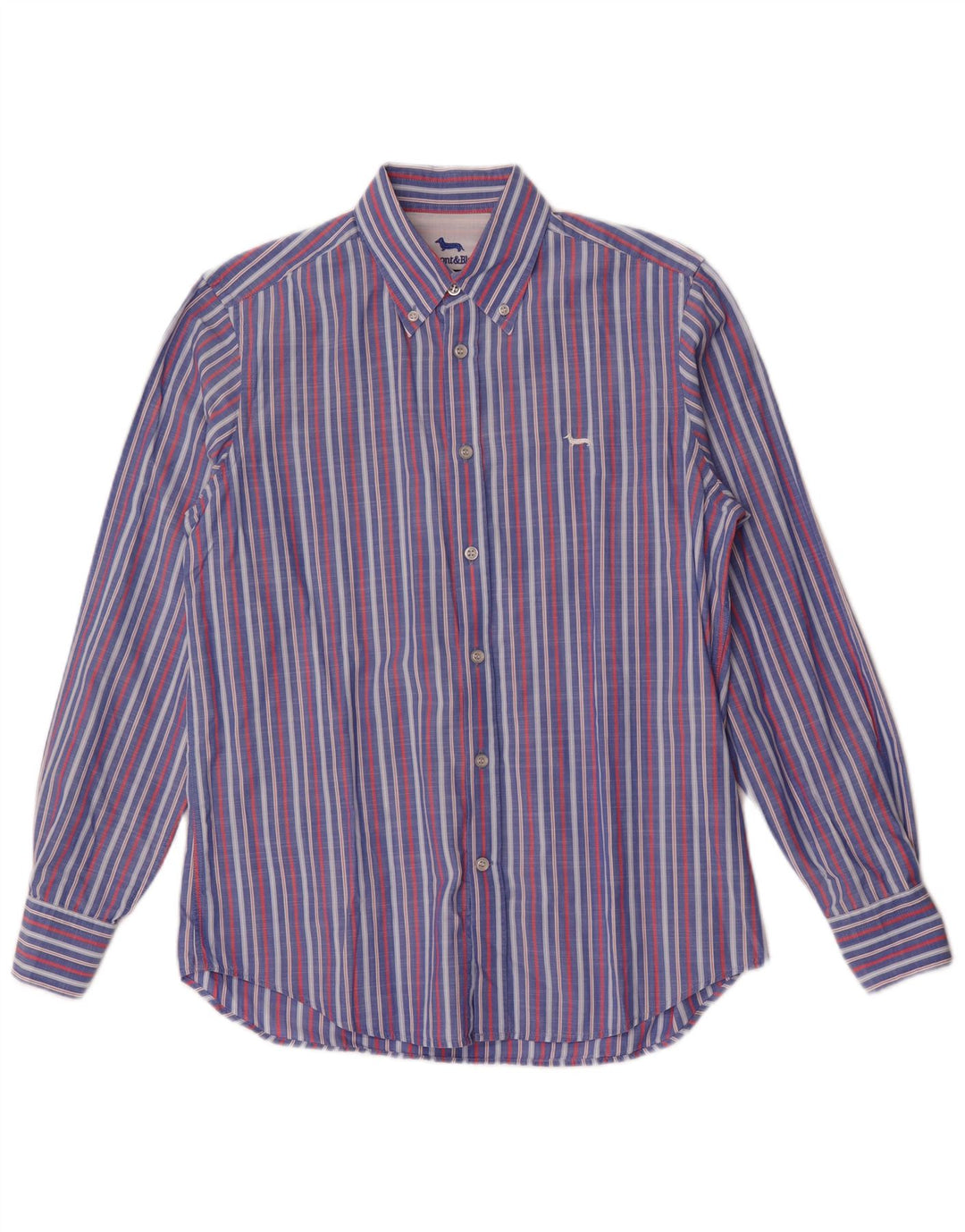 Camisa Masculina Harmont & Blaine Regular Fit Azul Médio Listrada de Algodão