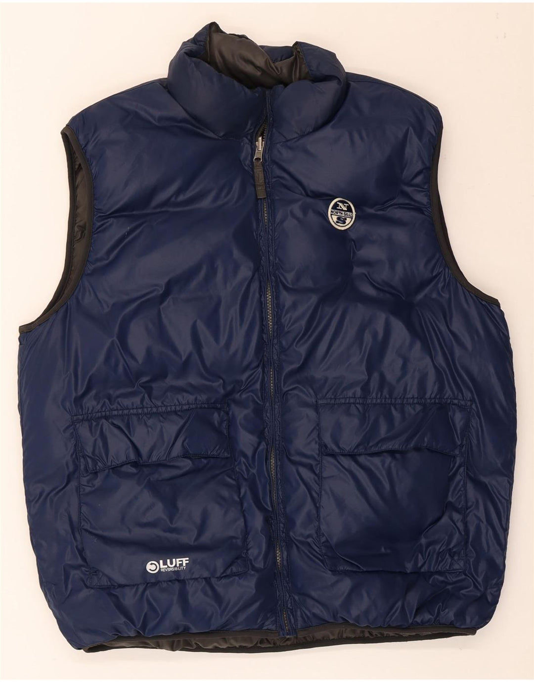 Colete masculino acolchoado reversível North Sails UK 42 XL cinza poliamida