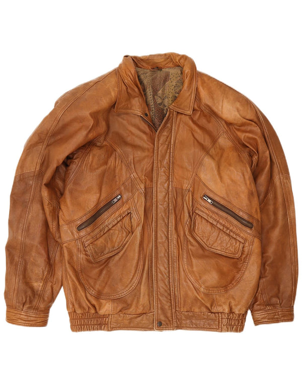 Jaqueta de couro masculina vintage IT 56 2XL marrom