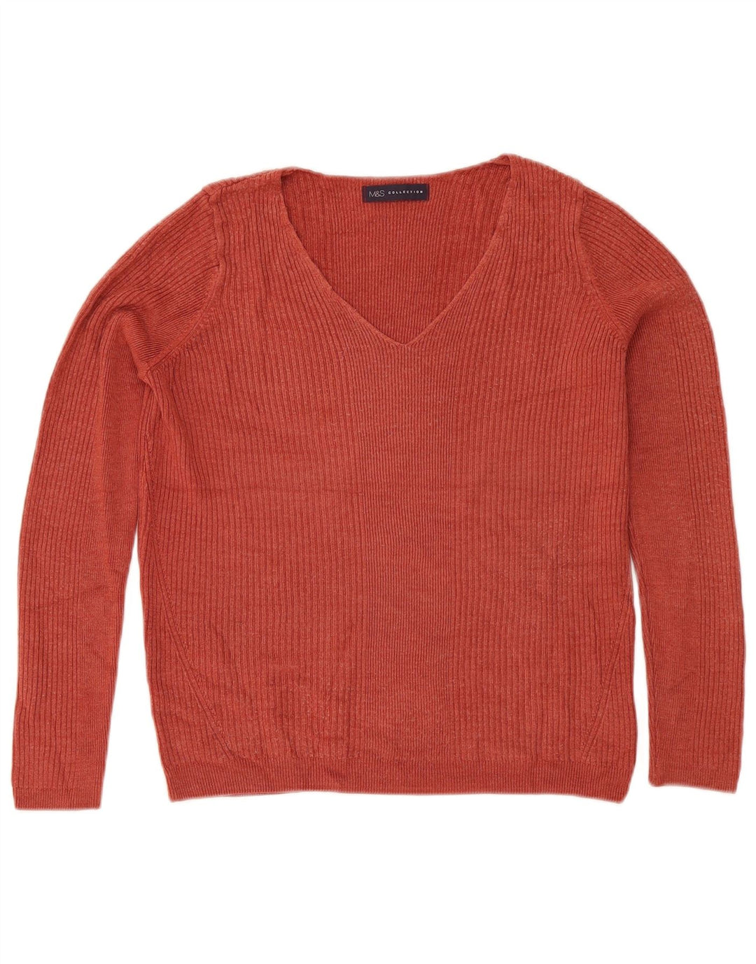 Suéter feminino Marks & Spencer com decote em V Reino Unido 12 acrílico marrom médio