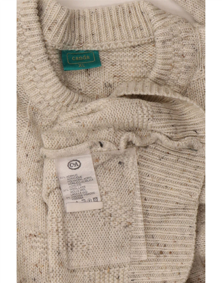 CANDA Mens Crew Neck Jumper Sweater XL Beige Flecked Acrylic Vintage Canda and Second-Hand Canda from Messina Hembry 