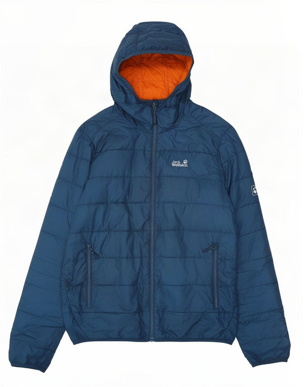 Jack Wolfskin Mens Hooded Padded Jacket UK 40/42 Medium Blue Polyester