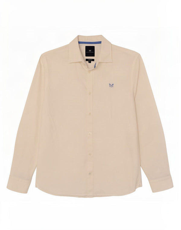 Crew Clothing Mens Camisa Slim Fit Pequeno Algodão Branco