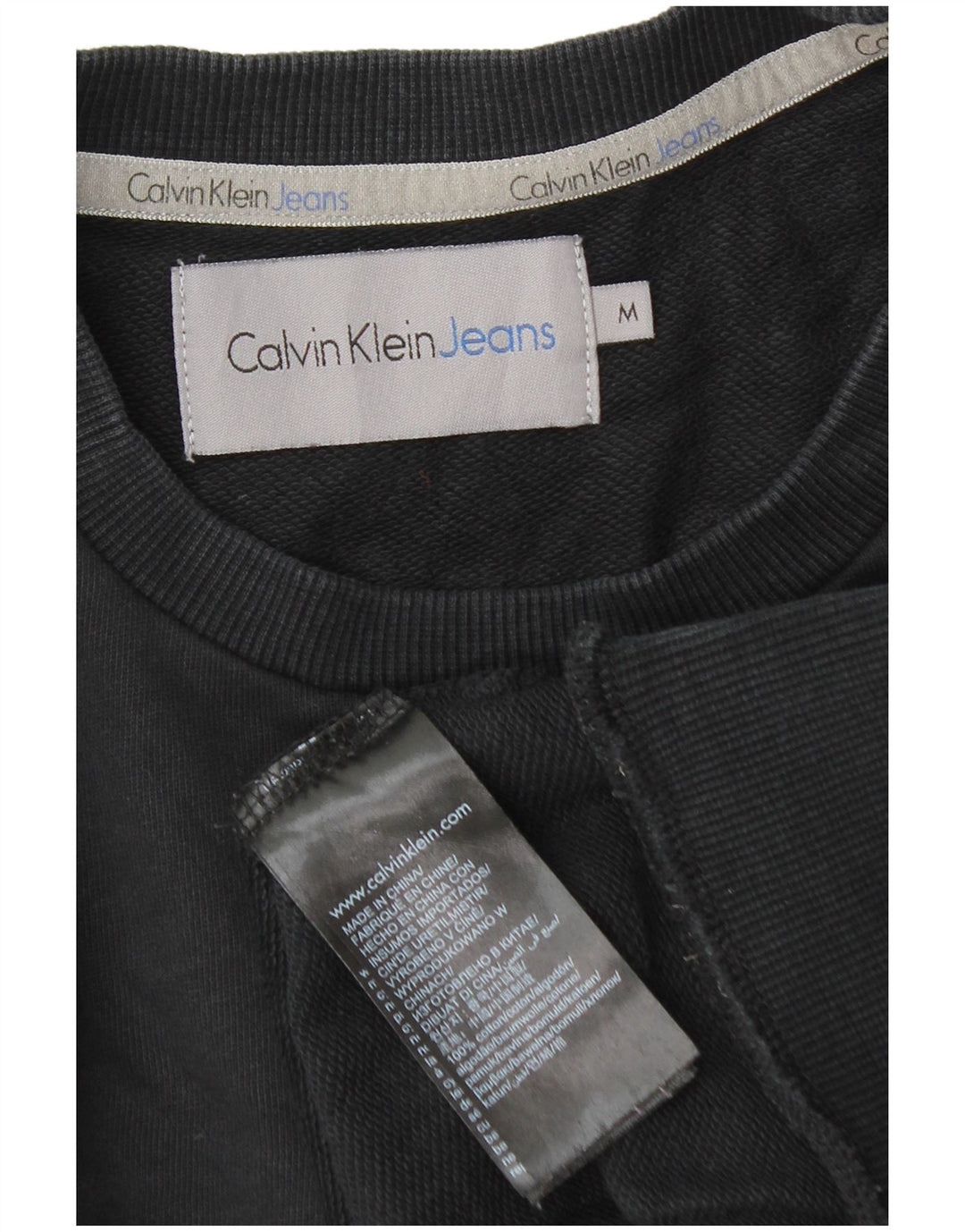 Calvin Klein Jeans Masculino moletom gráfico jumper médio algodão preto