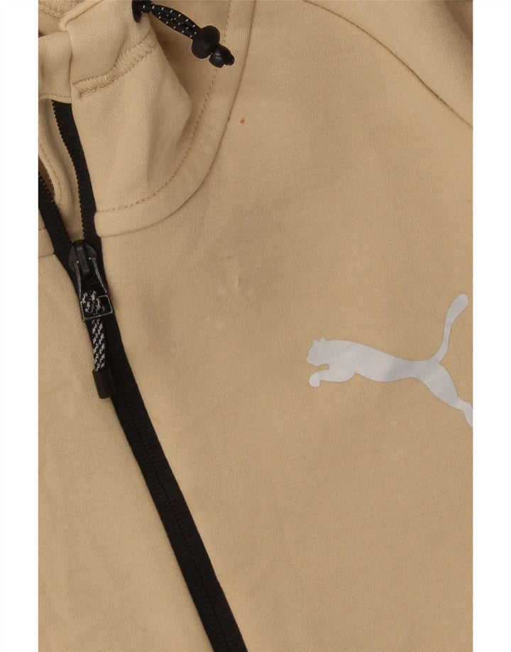 Suéter Puma masculino com capuz e zíper médio bege algodão