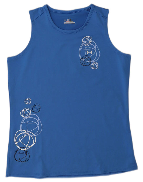Colete gráfico feminino Under Armour Heat Gear Top UK 14 azul médio