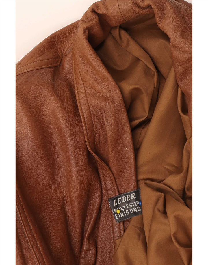 Jaqueta de couro vintage feminina de grandes dimensões Reino Unido 18 XL couro marrom
