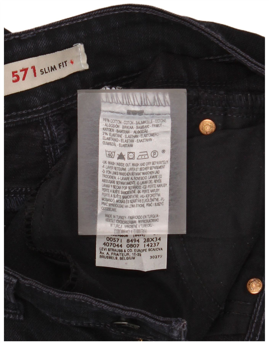 LEVI'S Feminino 571 Slim Jeans W28 L29 Azul Marinho Algodão