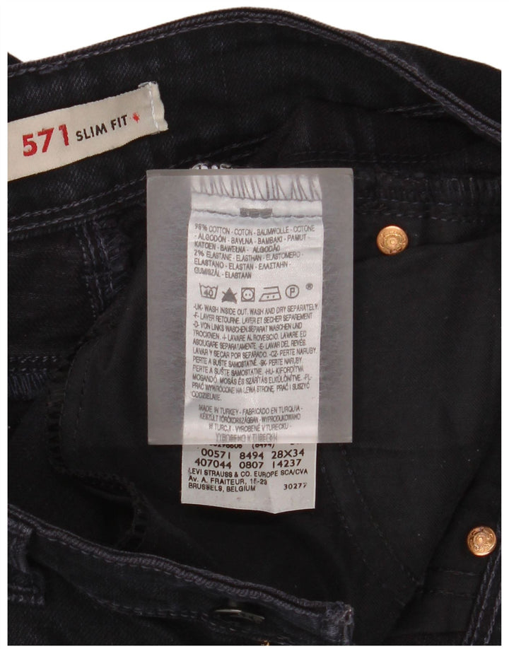 LEVI'S Feminino 571 Slim Jeans W28 L29 Azul Marinho Algodão