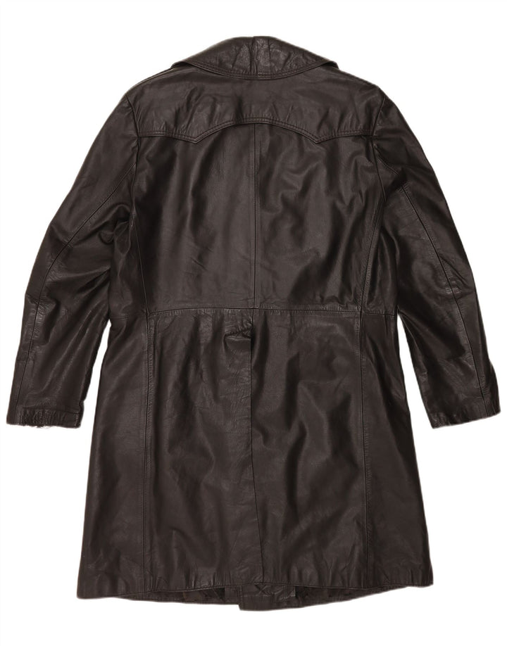 Casaco de couro masculino vintage UK 36 pequeno preto