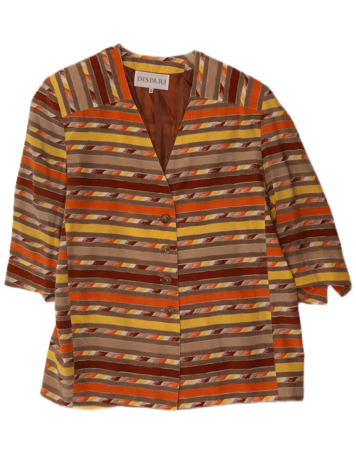 Jaqueta blazer feminina vintage com 4 botões IT 48 XL listrada multicolorida