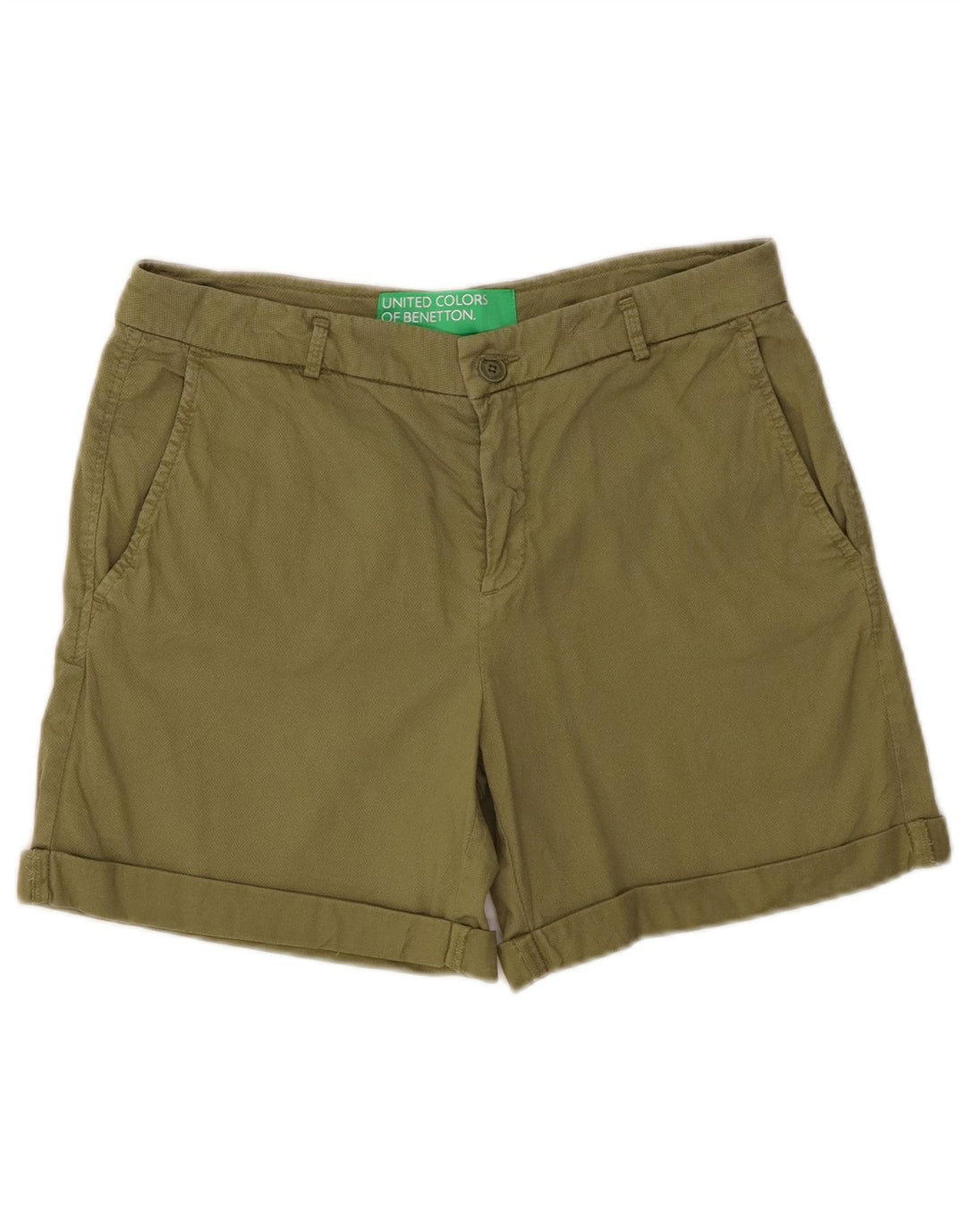 Benetton Mens Chino Shorts W30 Médio Caqui