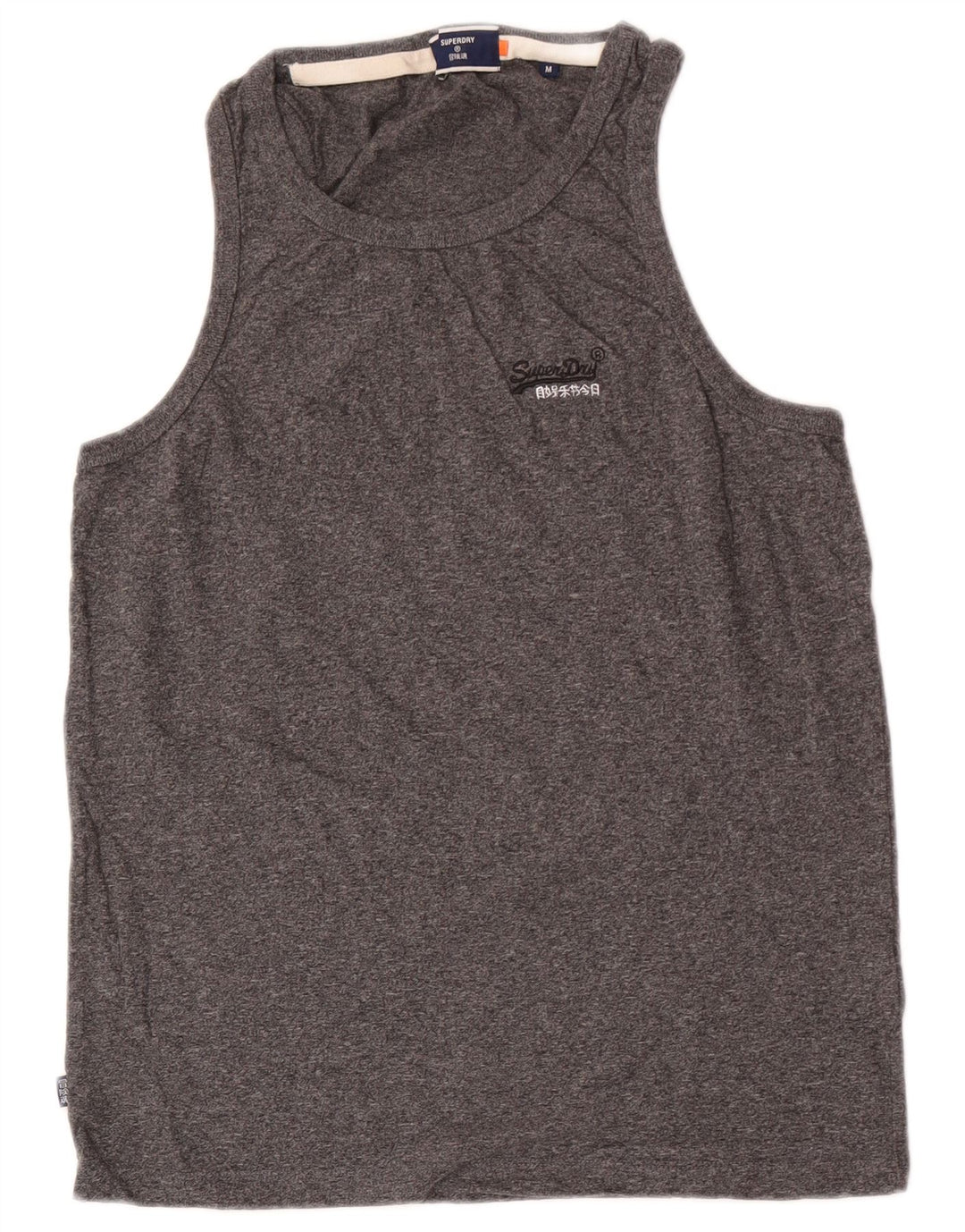Superdry Mens Slim Vest Top Médio Cinza Algodão Flecked