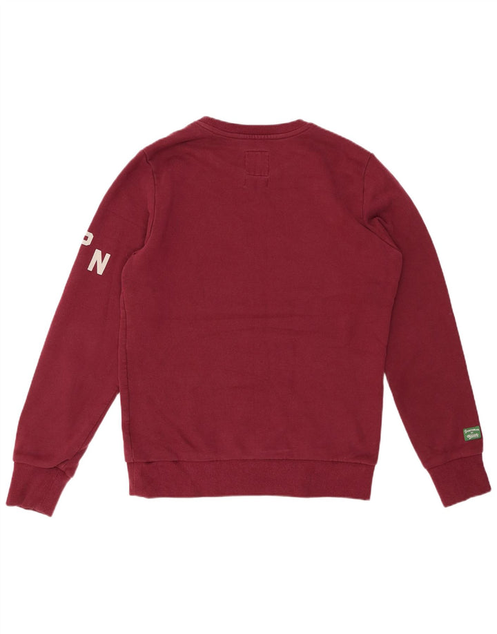 SUPERDRY moletom gráfico masculino jumper médio algodão borgonha