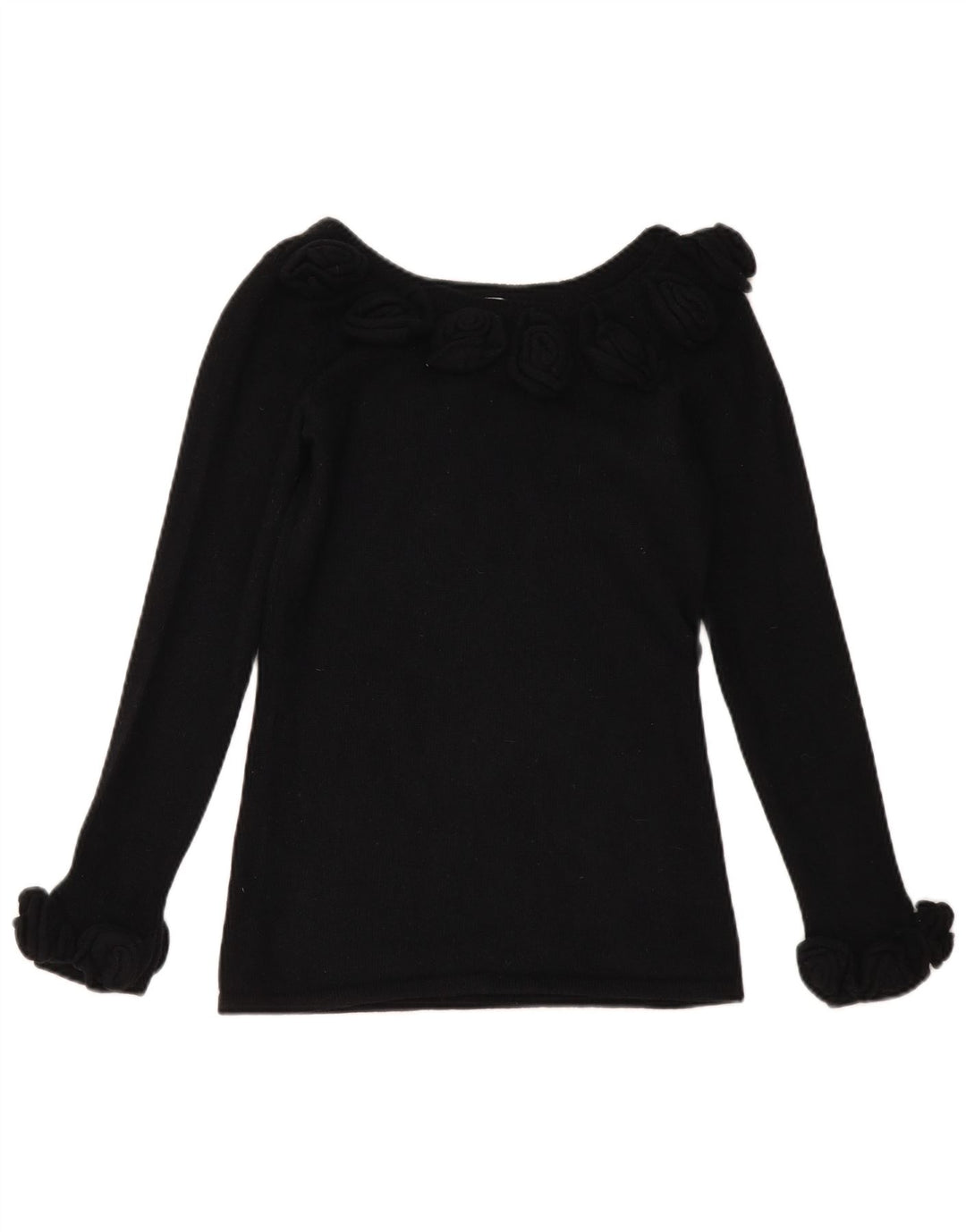 Alba Moda Suéter feminino com gola canoa, Reino Unido 10, pequeno, preto, lã nova