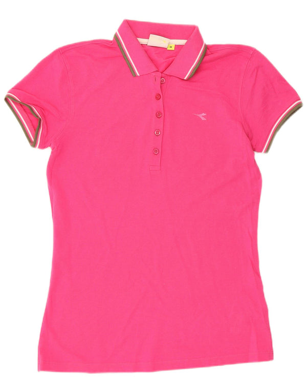 Camisa polo feminina Diadora UK 12 algodão rosa médio