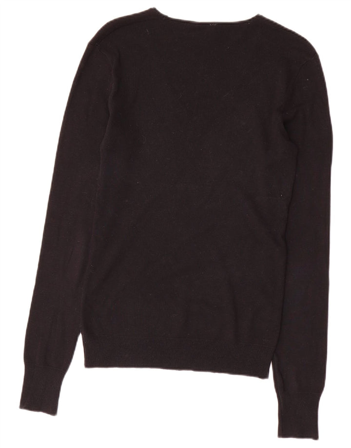Suéter feminino BENETTON com decote em V Reino Unido 10 pequeno preto