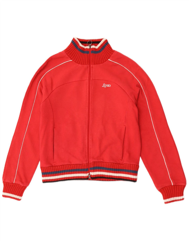 Lotto Womens Tracksuit Top Jacket UK 12 Médio Algodão Listrado Vermelho