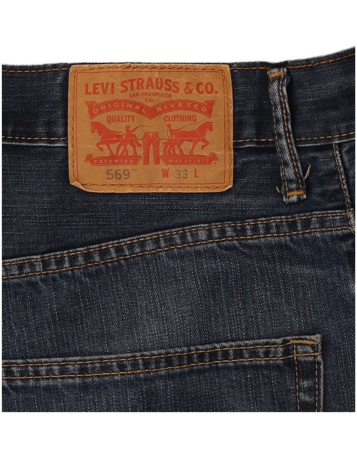 LEVI'S Masculino 569 Shorts Jeans W33 Médio Azul Algodão