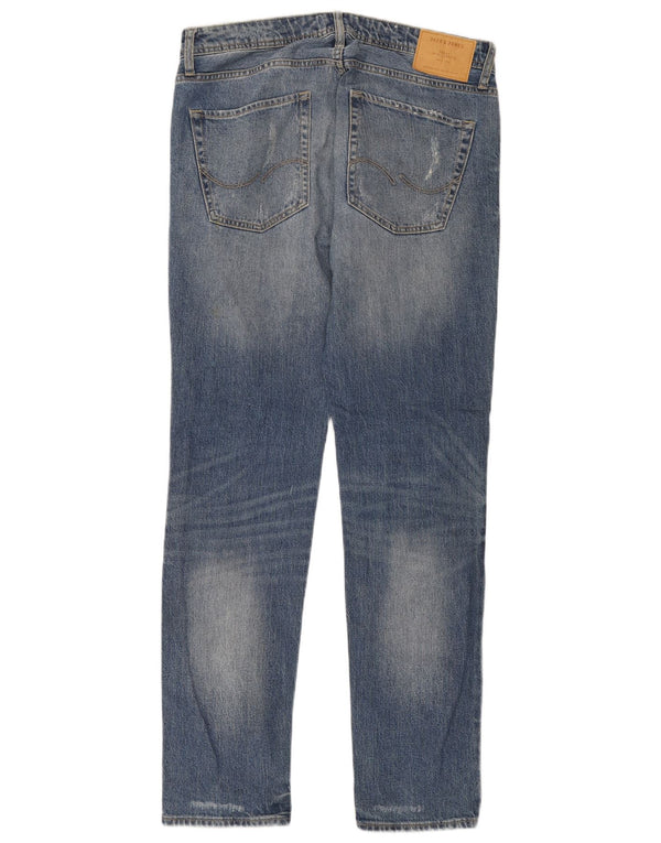 Jack & Jones Mens Tim Distressed Slim Jeans W32 L34 Azul Algodão