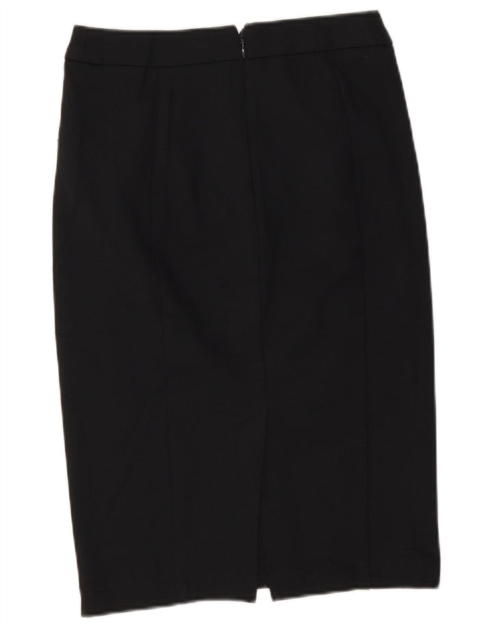 Saia lápis feminina Marks & Spencer UK 8 pequena W26 viscose preta