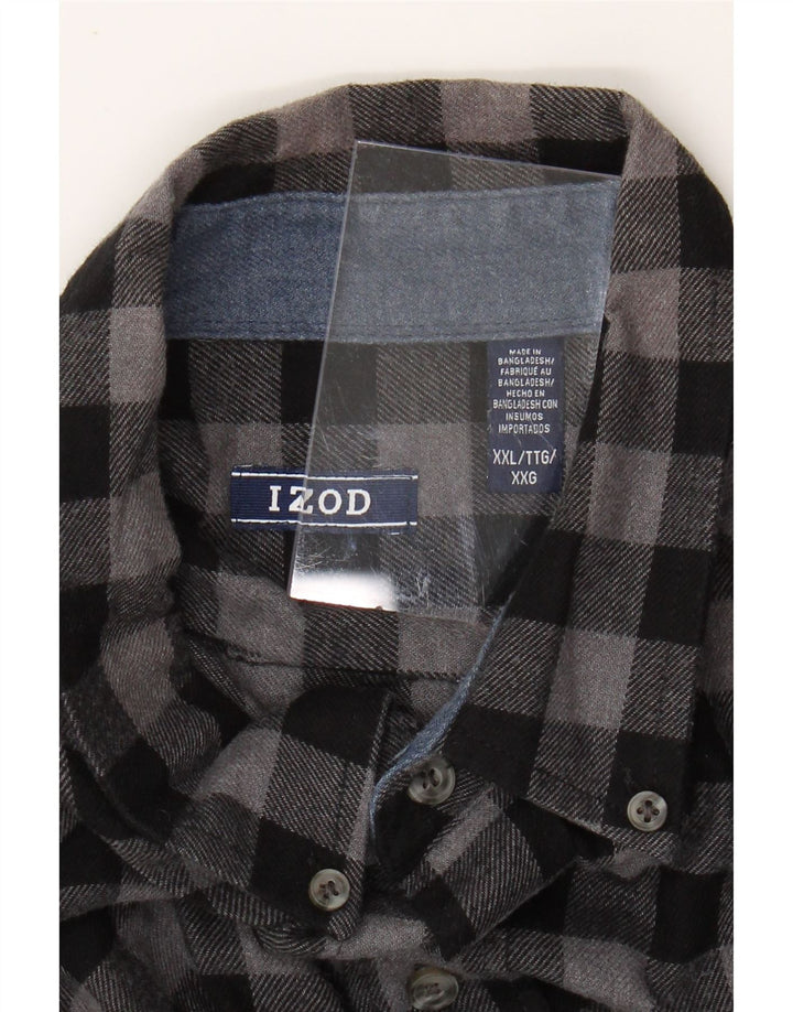 Camisa masculina de flanela IZOD 2XL xadrez cinza