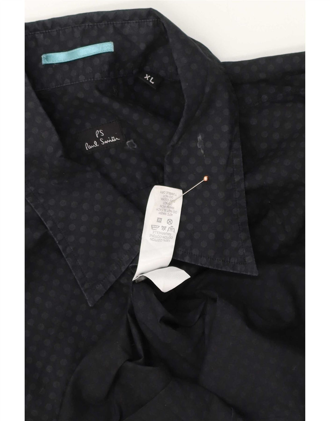 Camisa masculina Paul Smith Classic Fit XL algodão manchado preto