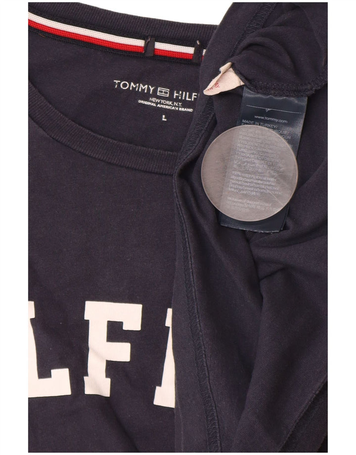 TOMMY HILFIGER Camiseta masculina gráfica grande algodão azul marinho