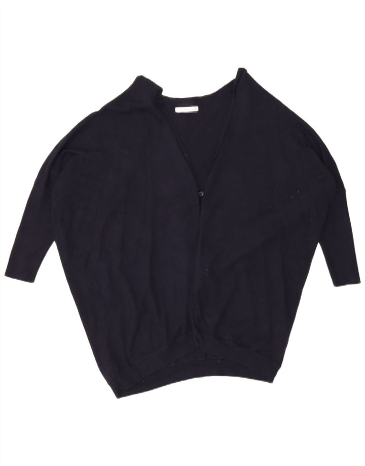 Suéter cardigã feminino Zara Batwing grande Reino Unido 14 médio azul marinho