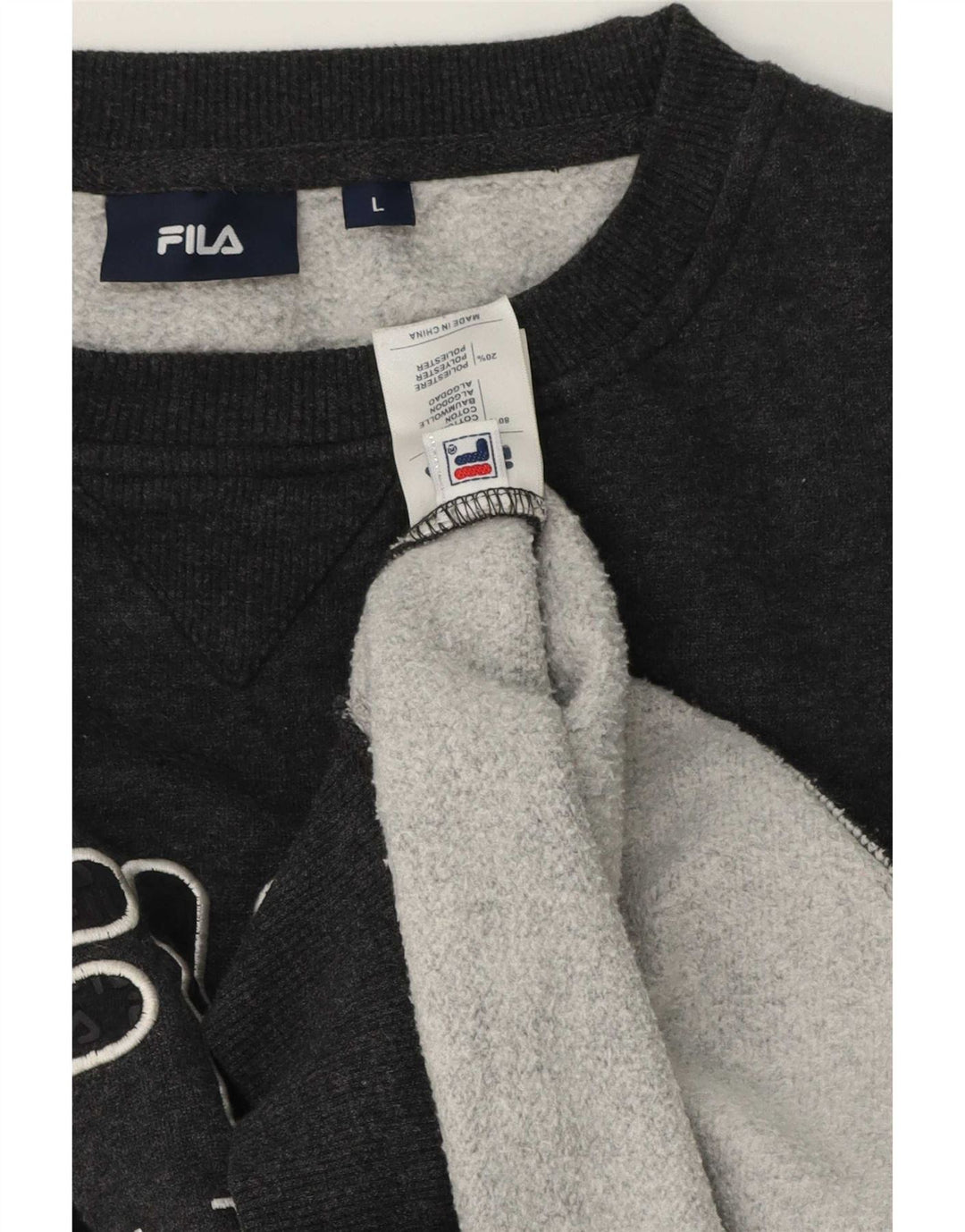 Fila moletom gráfico masculino jumper grande algodão cinza