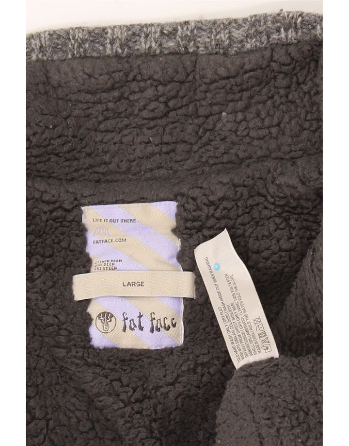 Suéter masculino FAT FACE com zíper e gola em lã de carneiro cinza grande