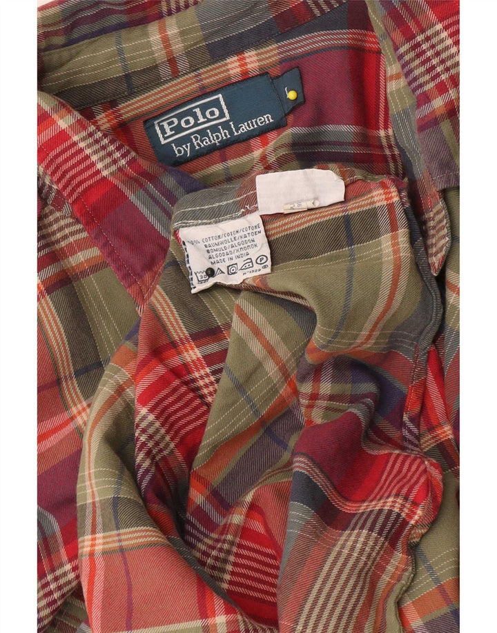 Polo Ralph Lauren Camisa masculina grande de algodão xadrez multicolorido