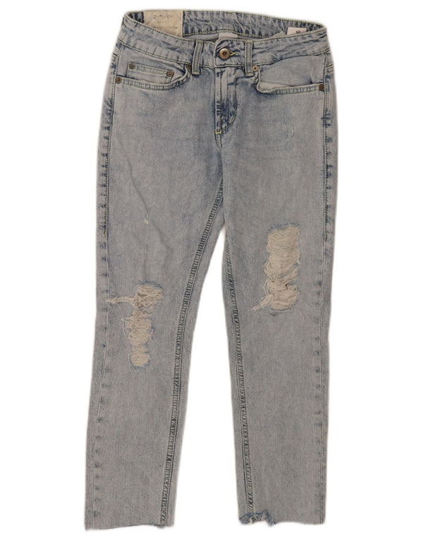 Dondup Jeans feminino cortado desgastado W26 L23 algodão azul