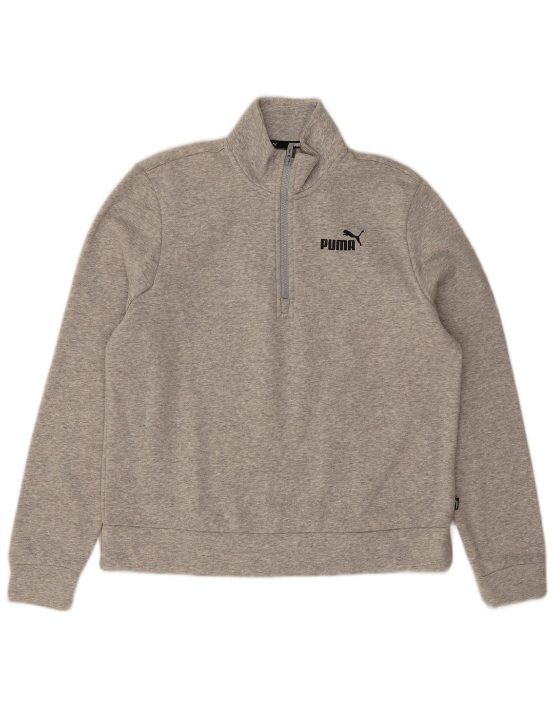 Puma moletom feminino com zíper e gola alta UK 14 algodão cinza médio