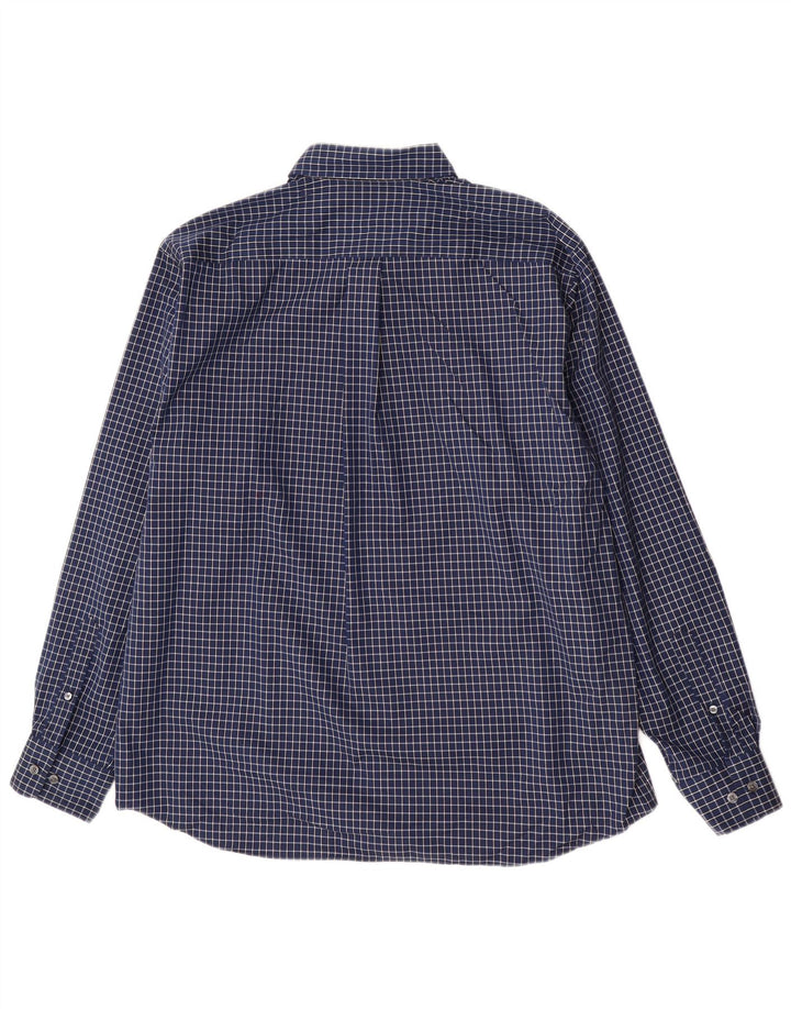 Camisa masculina Eddie Bauer grande algodão xadrez azul marinho