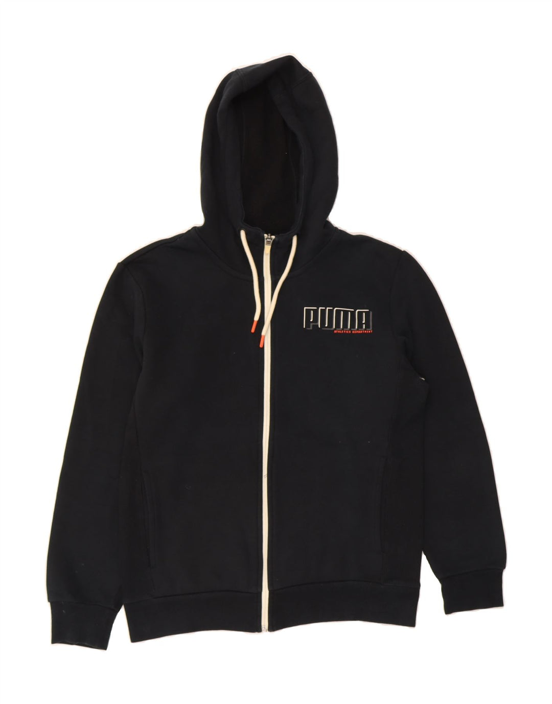 PUMA Mens Graphic Zip Hoodie Sweater Small Black Cotton Vintage Puma and Second-Hand Puma from Messina Hembry 