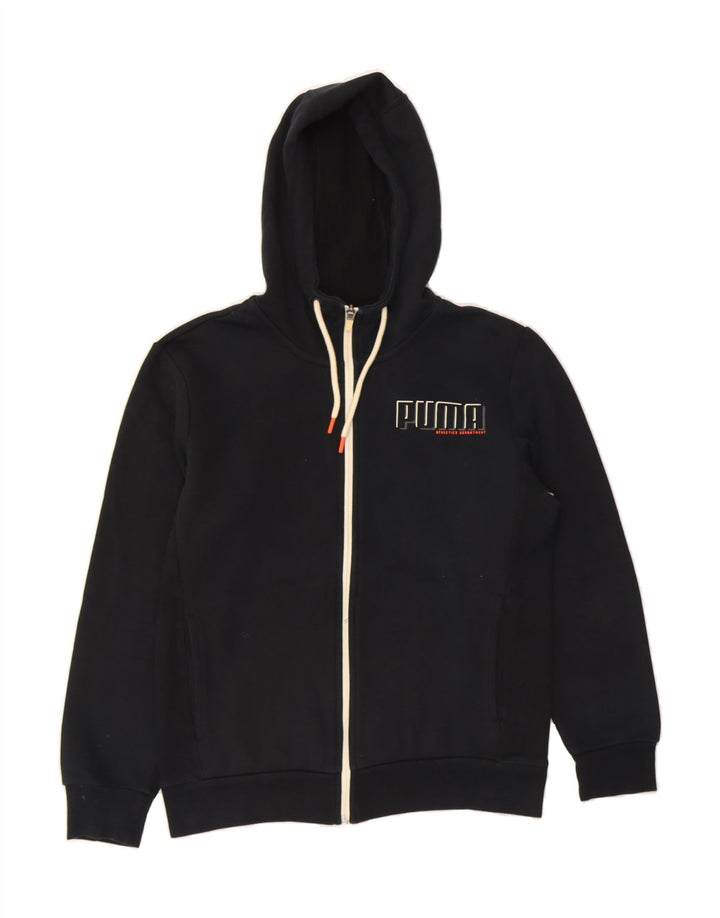 PUMA Mens Graphic Zip Hoodie Sweater Small Black Cotton Vintage Puma and Second-Hand Puma from Messina Hembry 