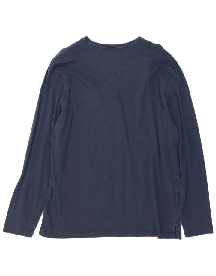 Tommy Bahama Mens Top Manga Longa Grande Algodão Azul Marinho