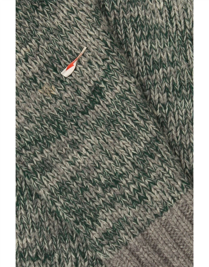 Suéter cardigã masculino Fred Perry grande lã manchada verde