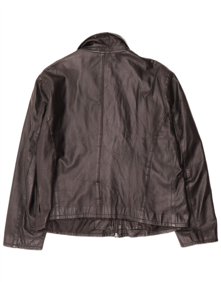 Jaqueta de couro feminina VINTAGE Reino Unido 16 grande couro preto