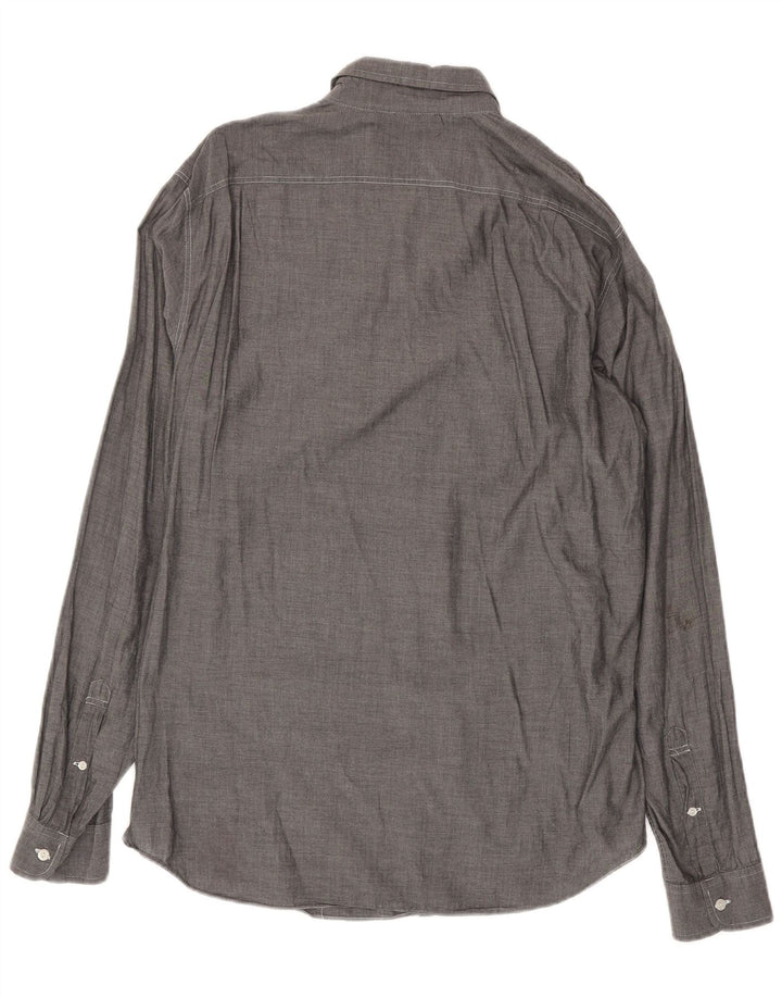 Camisa alta masculina J. CREW grande algodão cinza