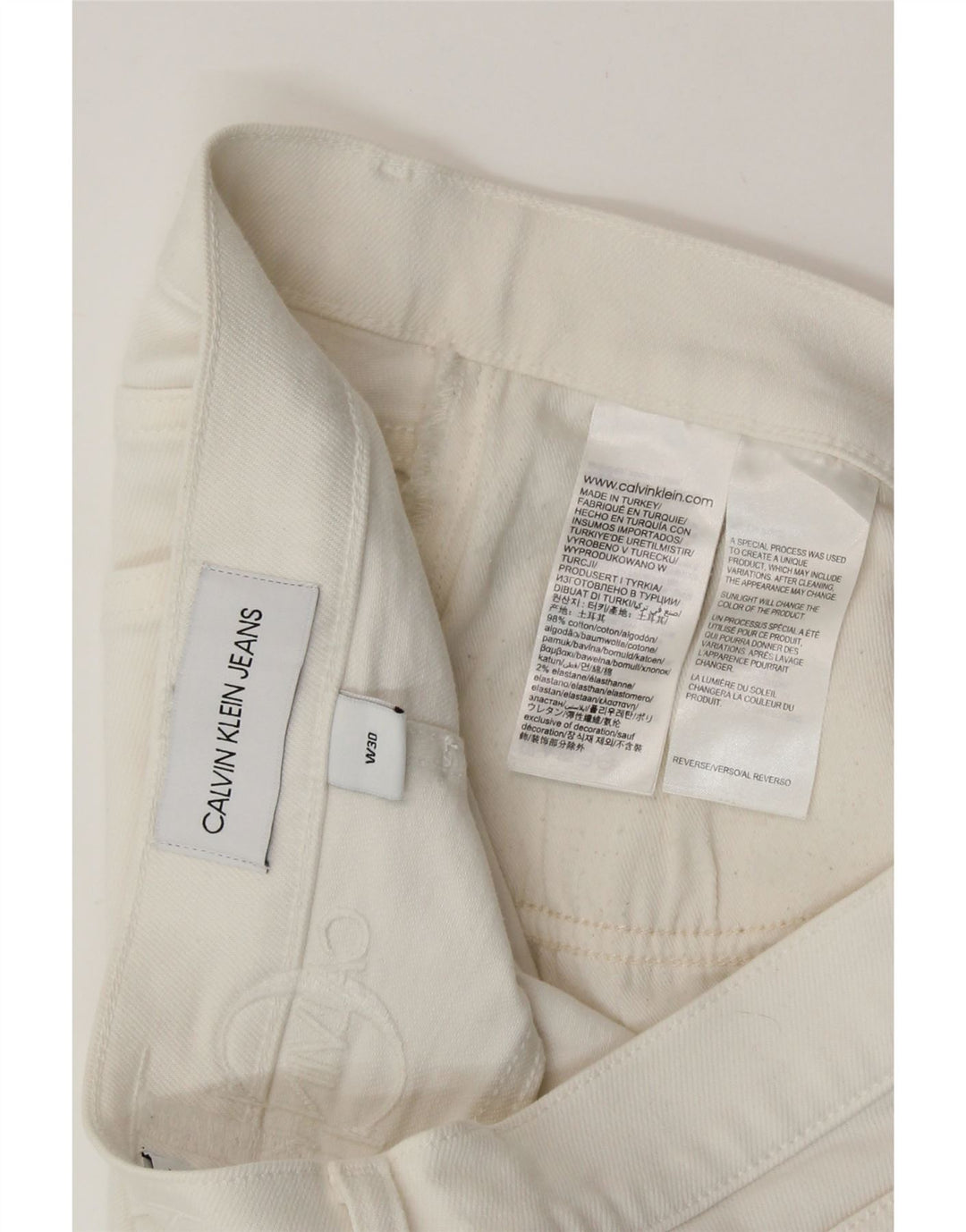 Shorts jeans feminino CALVIN KLEIN W30 algodão branco médio