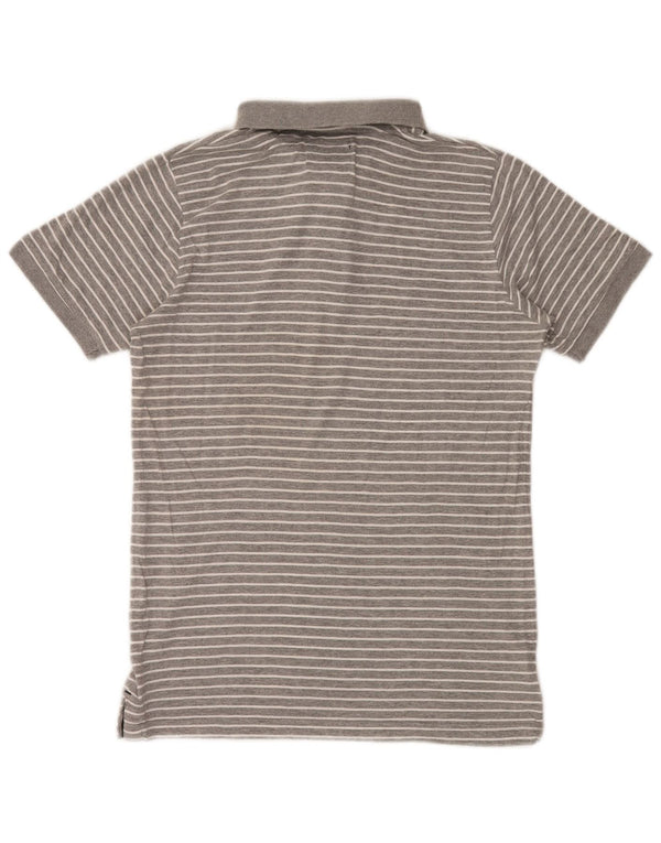 Camisa polo masculina Woolrich pequena listrada cinza de algodão