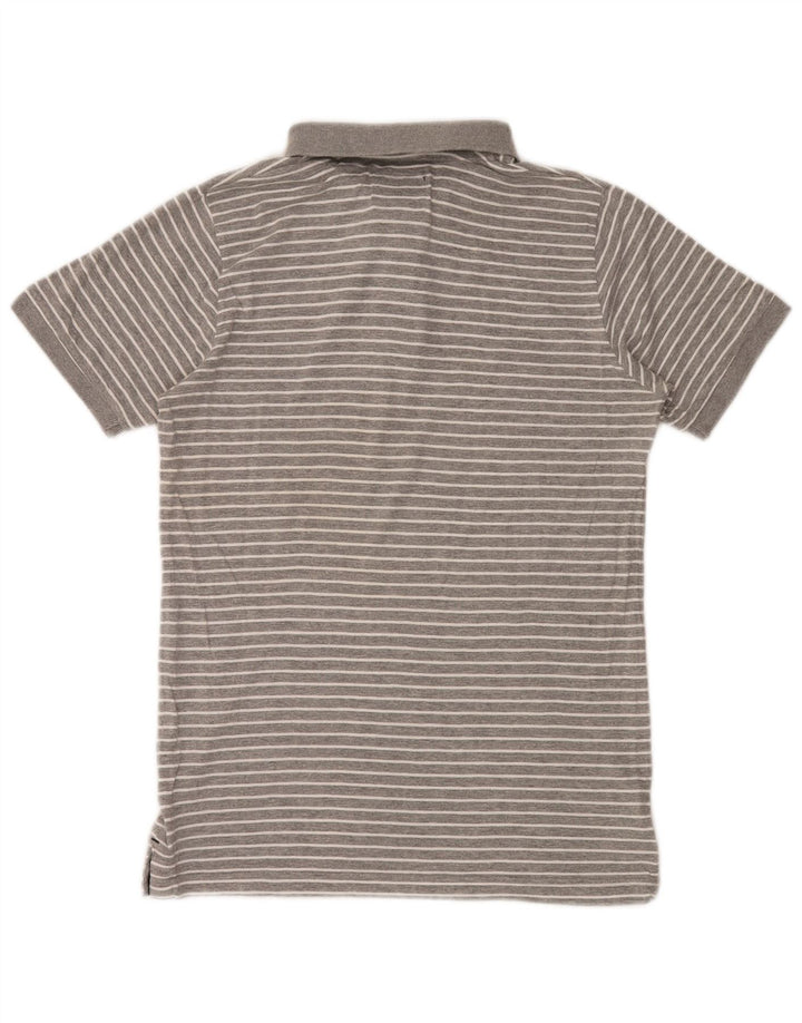 Camisa polo masculina Woolrich pequena listrada cinza de algodão