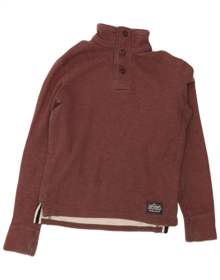 Suéter masculino Superdry com gola redonda e algodão pequeno Borgonha