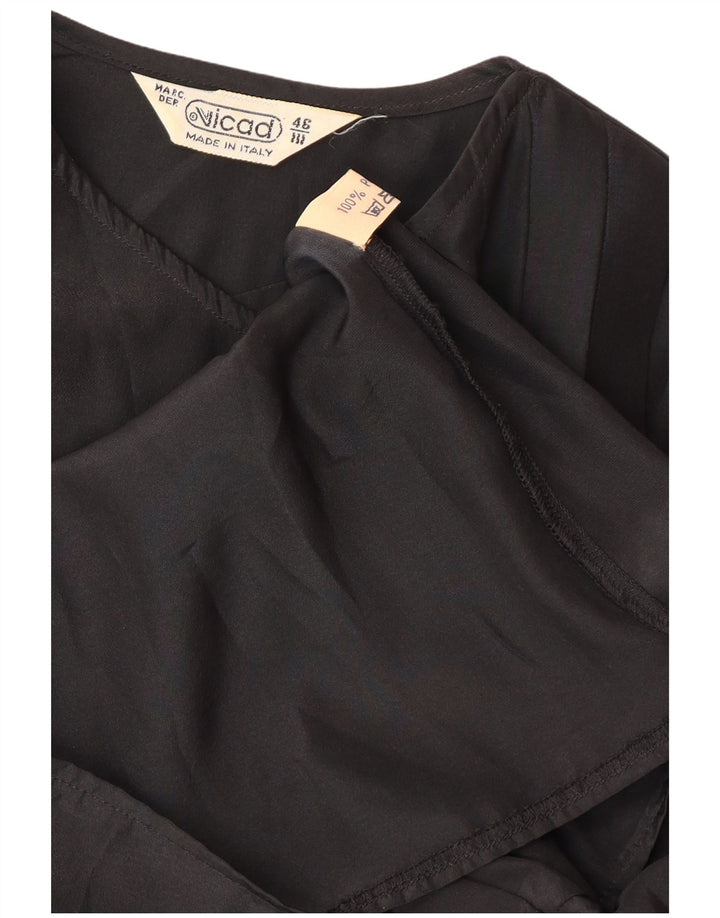 Blusa feminina VINTAGE IT 46 grande poliéster preto