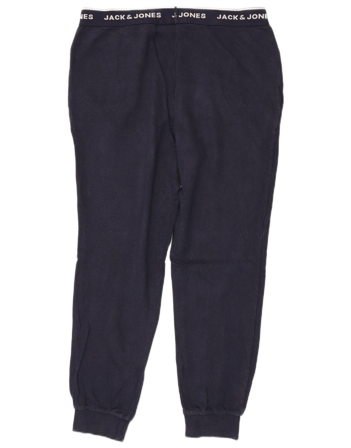 JACK & JONES Calça de treino masculina gráfica Joggers médio azul marinho